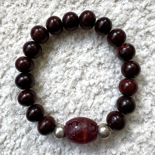 Armband rozenhout omph carneool closeup