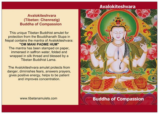 Tibetaans bescherm amulet Avalokiteshvara