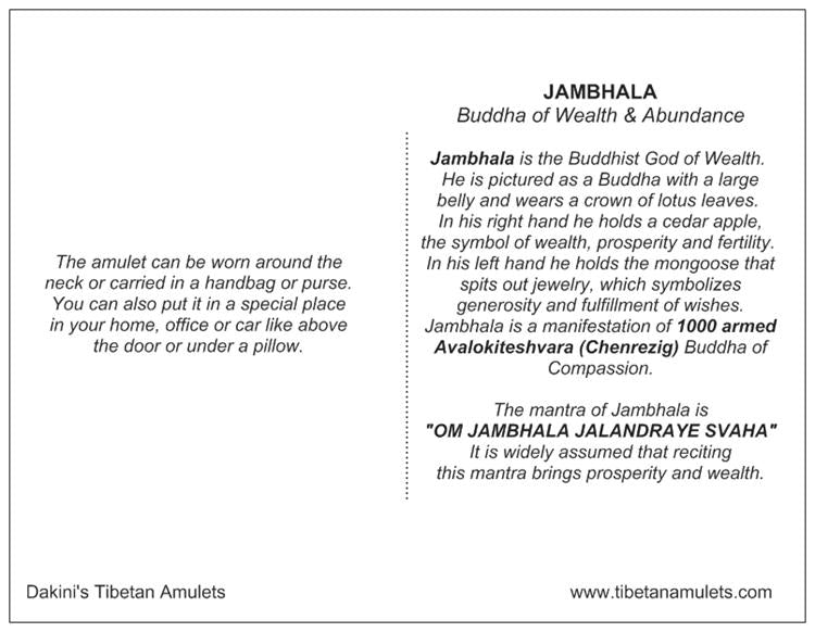 Tibetan protection amulet Jambhala