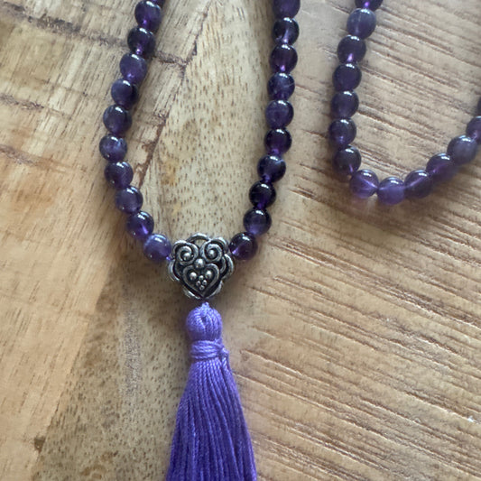 Mala Peace amethist zilver detail