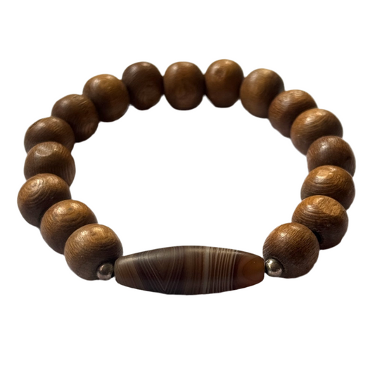 Armband Dzi hout agaat