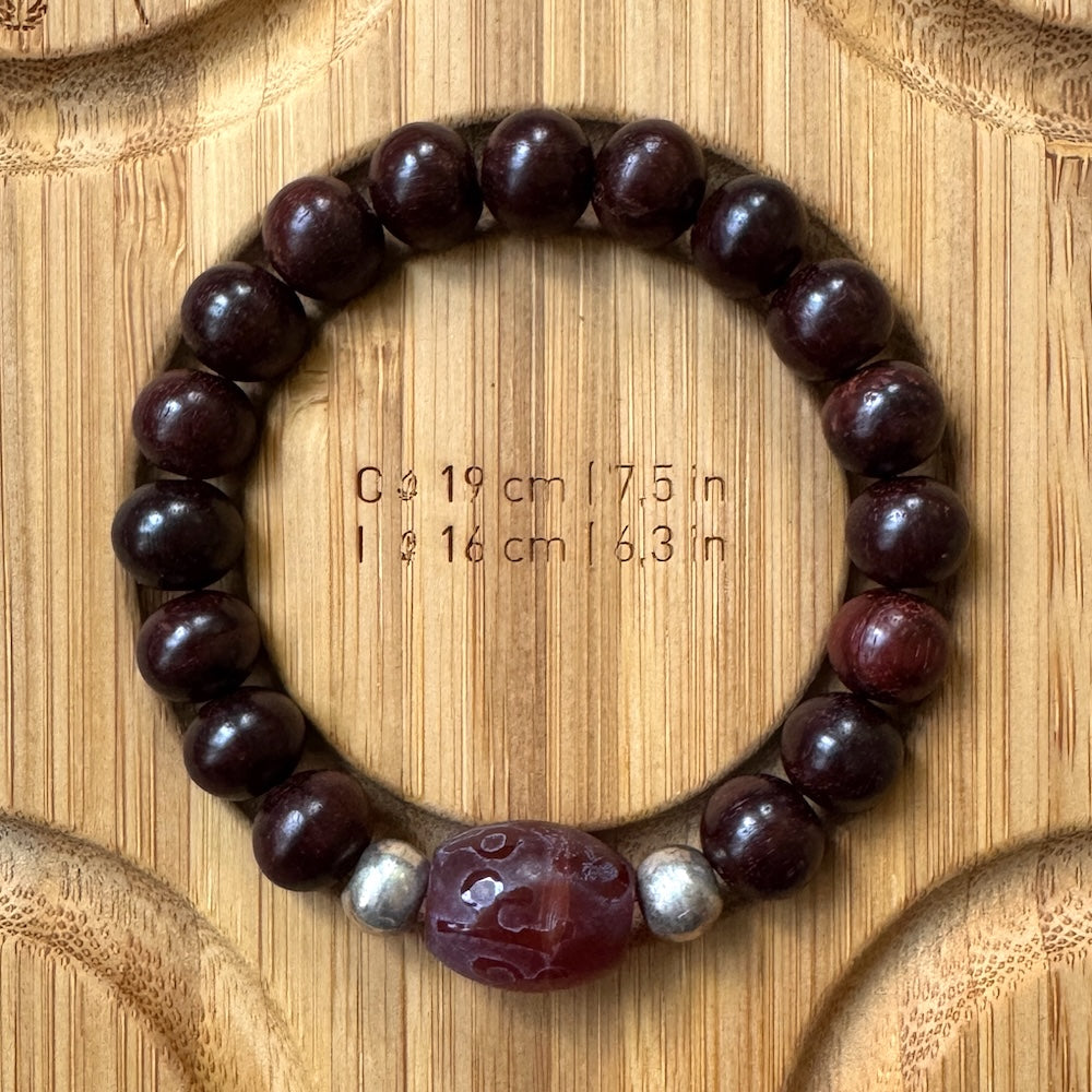 Armband rozenhout omph carneool maat