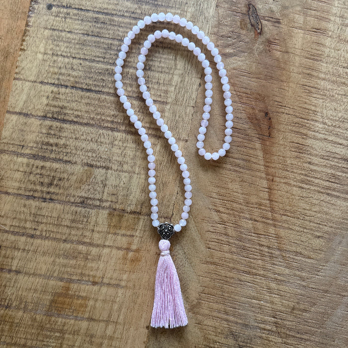 Mala Love rozenkwarts zilver Barong