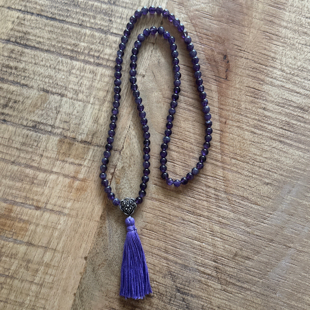 Mala Peace amethist zilver Barong