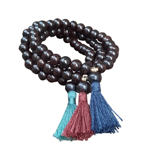 Mala armband rozenhout met kwast