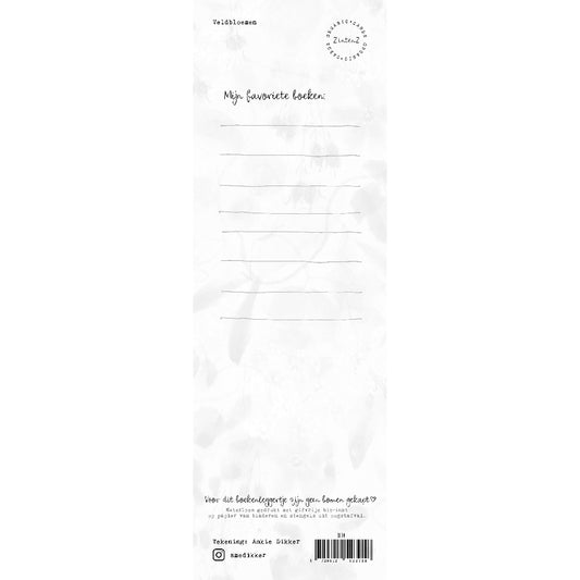 Boekenlegger veldbloemen achterzijde