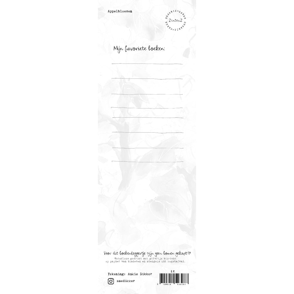 Boekenlegger appelbloesem achterzijde