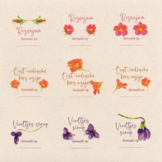 Bloemen recept stickers