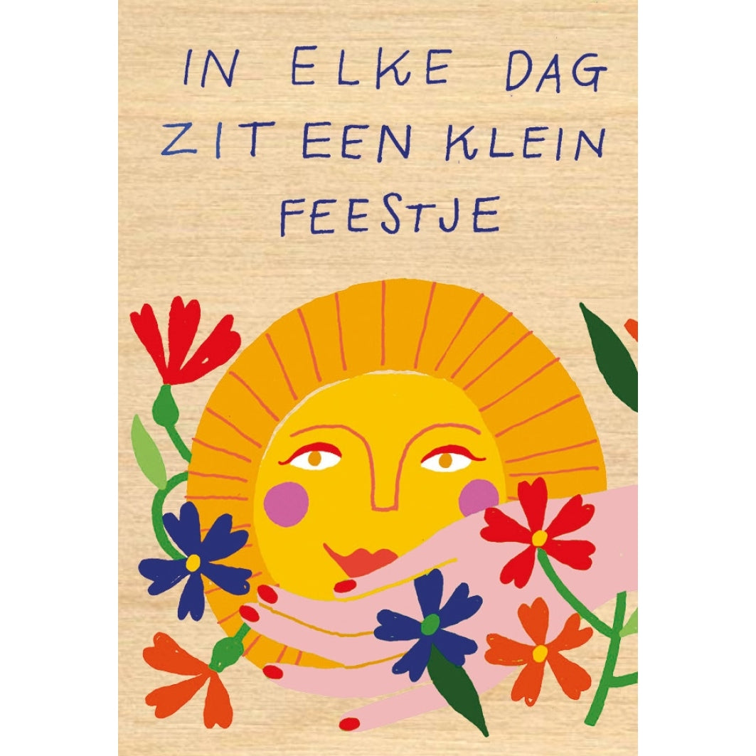 Houten magneet Klein feestje