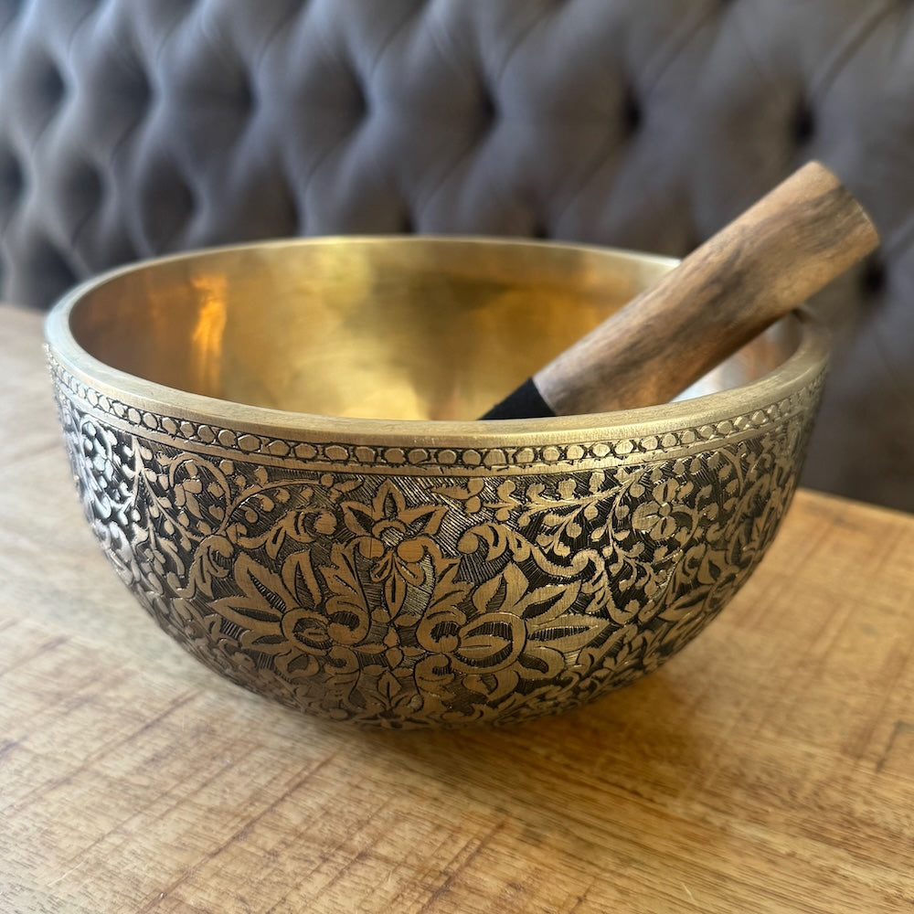 Klankschaal Lotus gegraveerd