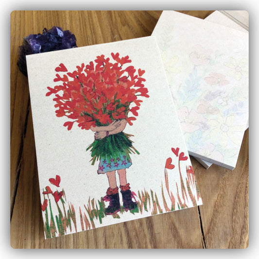 notitieblokje binnenkant meisje met bloemen