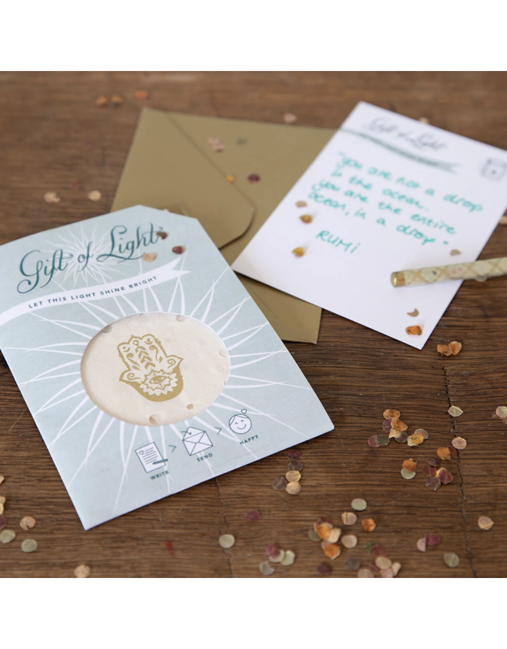 Wenskaart met windlicht kaarsje